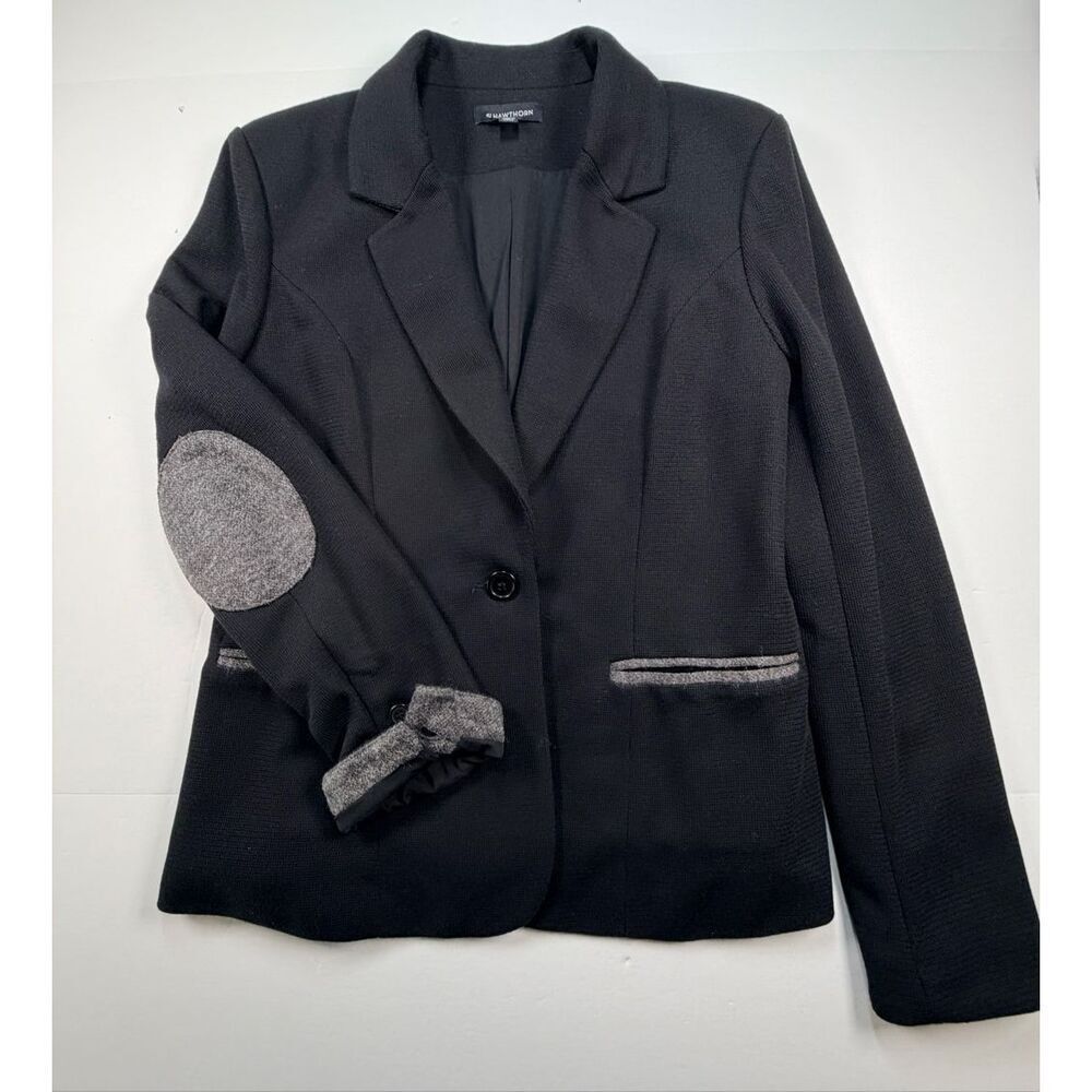 41 Hawthorn Corinth Professor Elbow Patch Black Blazer Jacket Womens Size Large